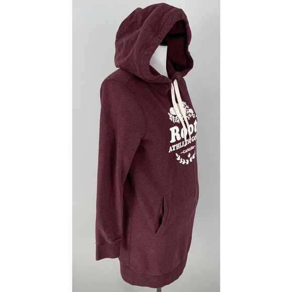 ROOTS Canada Womens Long Red Maroon Hoodie Sweatshirt Size Small - Picture 2 of 5